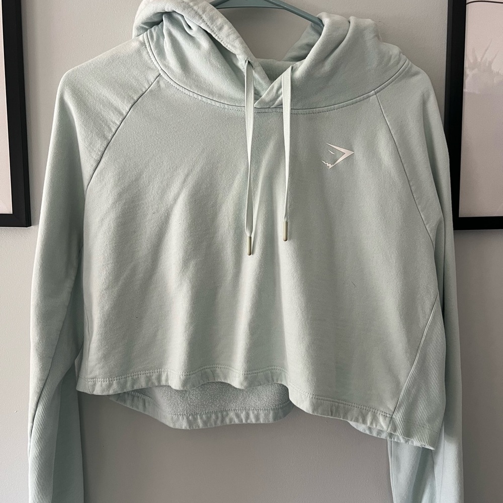 Gymshark Mint Green Cropped Hoodie